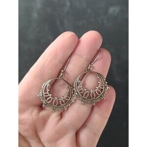 925 Sterling Silver Marcasite Dangling Pierced Earrings Vintage Thailand READ